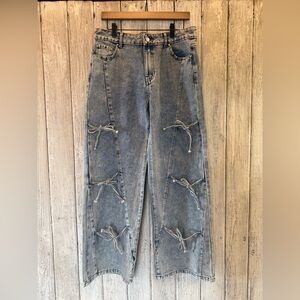 Ten-Thirty Stylish Blue Jeans with Bow Accents NWOT